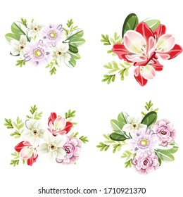 Flores puestas. Colección de elementos florales