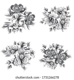 Flowers set. Collection of floral elements