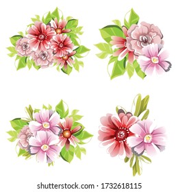 Flowers set. Collection of floral elements