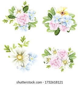 Flowers set. Collection of floral elements