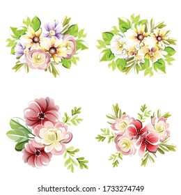 Flowers set. Collection of floral elements