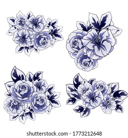 Flowers set. Collection of floral elements