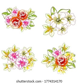 Flowers set. Collection of floral elements