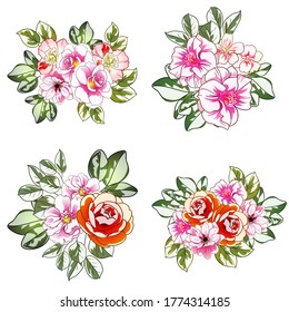 Flores puestas. Colección de elementos florales
