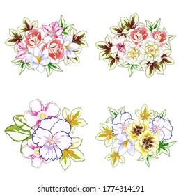 Flowers set. Collection of floral elements