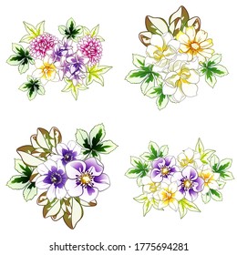 Flowers set. Collection of floral elements