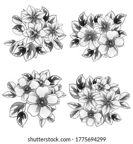Blumengarnitur. Sammlung von Blumenelementen