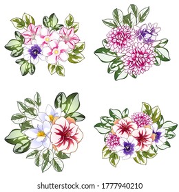 Flowers set. Collection of floral elements