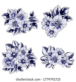 Flowers set. Collection of floral elements