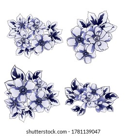 Flowers set. Collection of floral elements