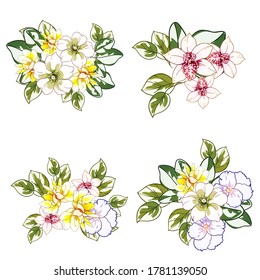 Flowers set. Collection of floral elements