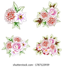 Flowers set. Collection of floral elements