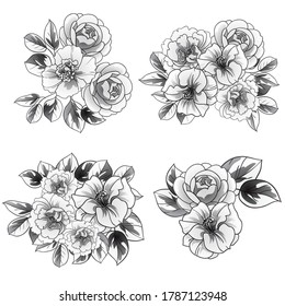 Flowers set. Collection of floral elements