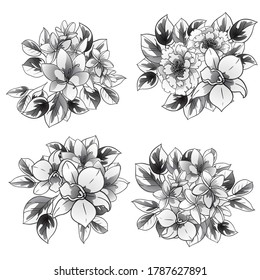 Flowers set. Collection of floral elements