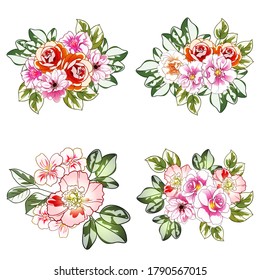 Flowers set. Collection of floral elements