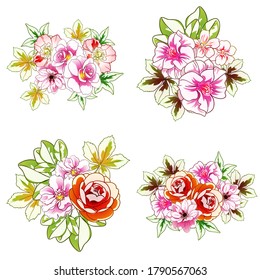 Flowers set. Collection of floral elements