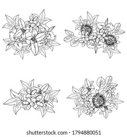 Flores puestas. Colección de elementos florales