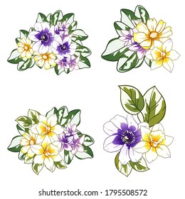 Flowers set. Collection of floral elements