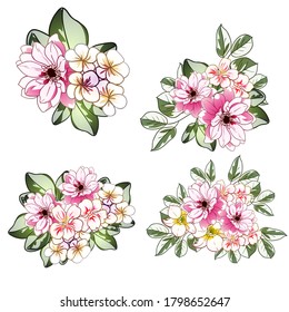 Flores puestas. Colección de elementos florales