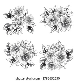 Flowers set. Collection of floral elements