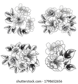 Flowers set. Collection of floral elements