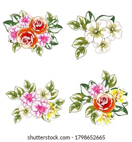 Flowers set. Collection of floral elements