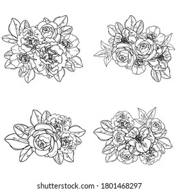 Flores puestas. Colección de elementos florales