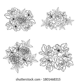 Flowers set. Collection of floral elements