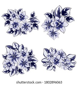 Flowers set. Collection of floral elements