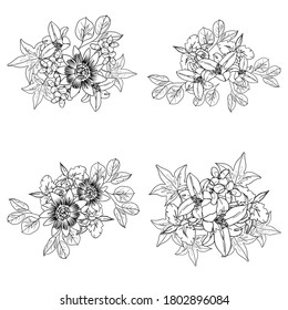 Flores puestas. Colección de elementos florales