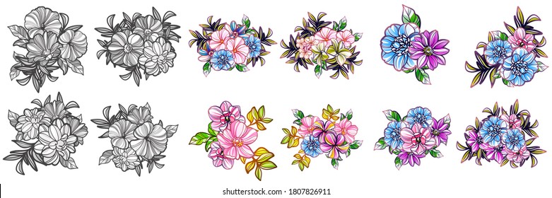 Flowers set. Collection of floral elements