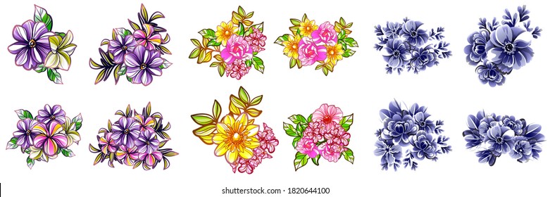 Flowers set. Collection of floral elements