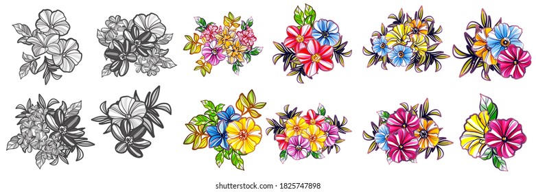 Flowers set. Collection of floral elements