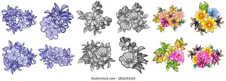 Flowers set. Collection of floral elements