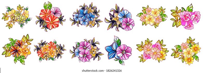 Blumengarnitur. Sammlung von Blumenelementen