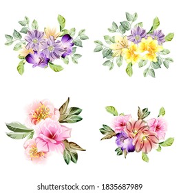 Flores puestas. Colección de elementos florales