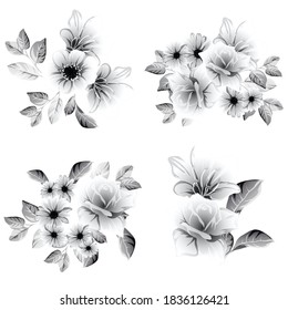 Flowers set. Collection of floral elements