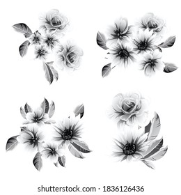 Flowers set. Collection of floral elements