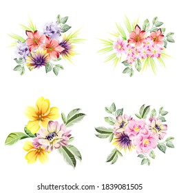 Flowers set. Collection of floral elements