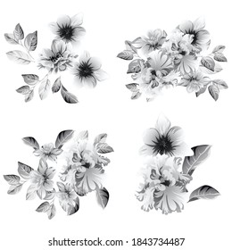 Flowers set. Collection of floral elements