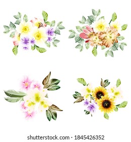 Flowers set. Collection of floral elements
