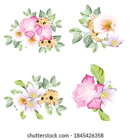 Flores puestas. Colección de elementos florales