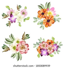 Blumengarnitur. Sammlung von Blumenelementen