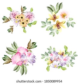 Flowers set. Collection of floral elements
