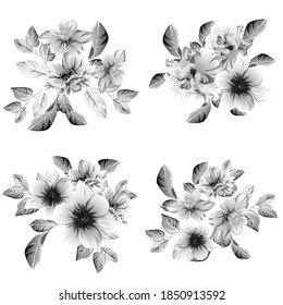 Flowers set. Collection of floral elements