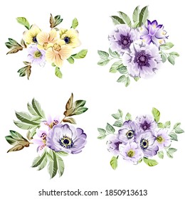 Flowers set. Collection of floral elements