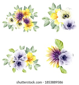 Flowers set. Collection of floral elements