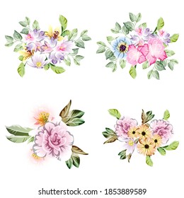 Blumengarnitur. Sammlung von Blumenelementen