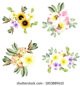 Flowers set. Collection of floral elements