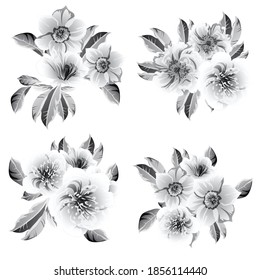 Blumengarnitur. Sammlung von Blumenelementen